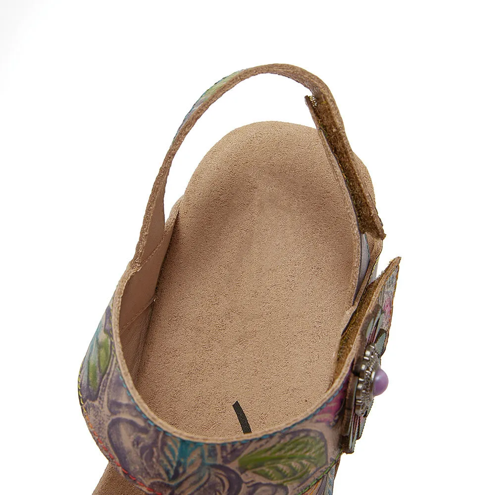 Flat-soled Sandals Women's Leather Splicing Bohemian Retro First-layer Cowhide Lightweight Non-slip Sandals Women