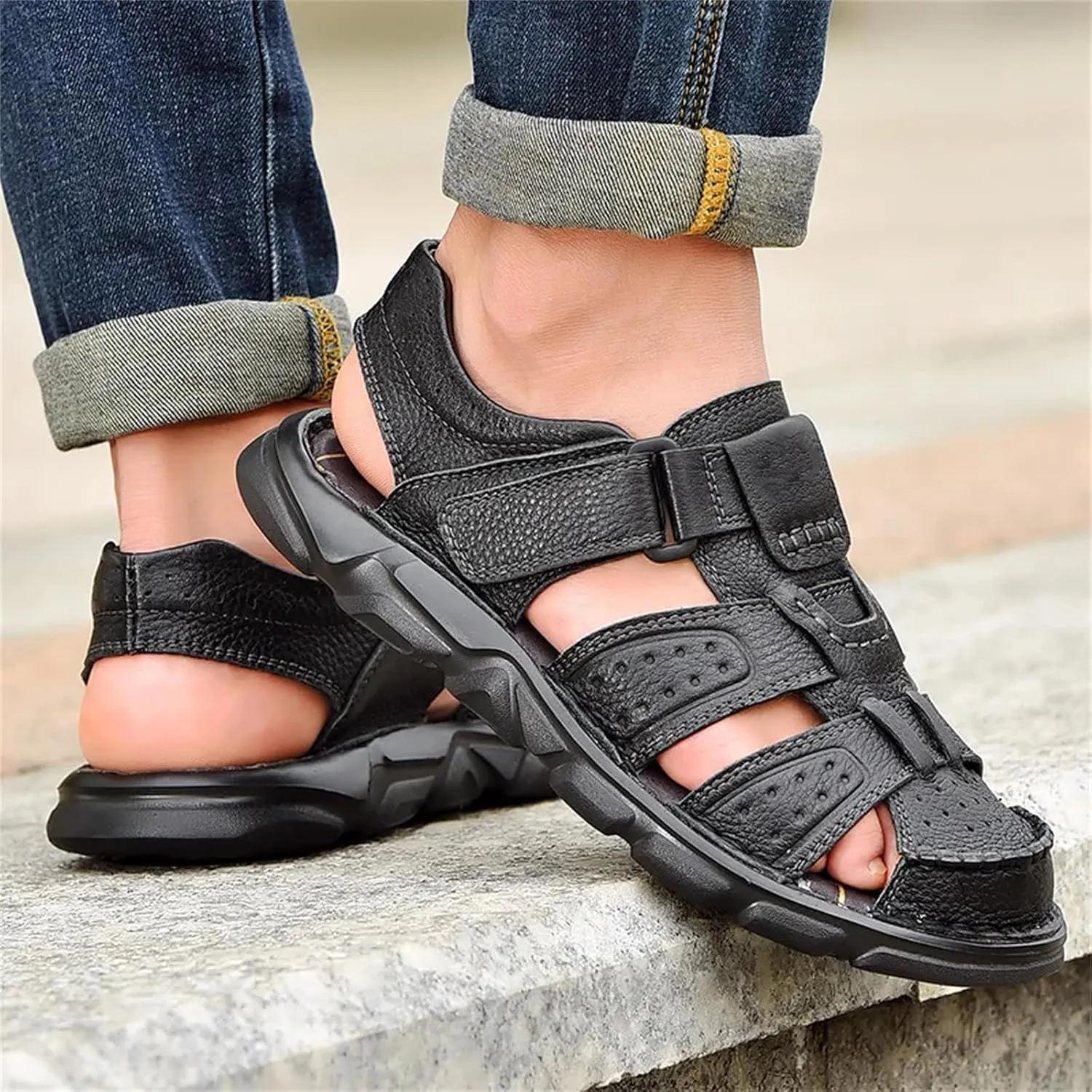 Genuine Leather Casual Shoes For Men Classic Men Sandals