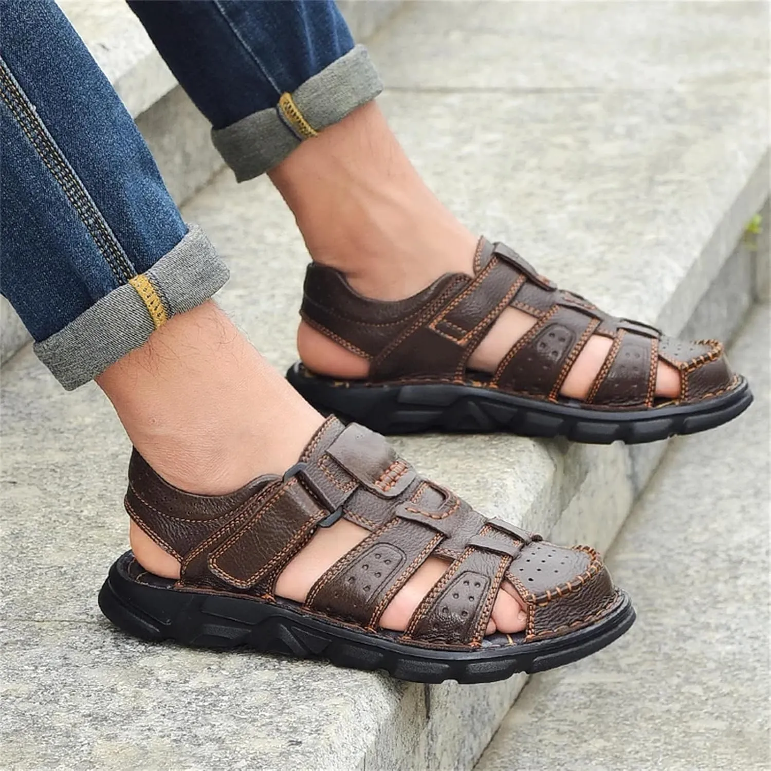 Genuine Leather Casual Shoes For Men Classic Men Sandals