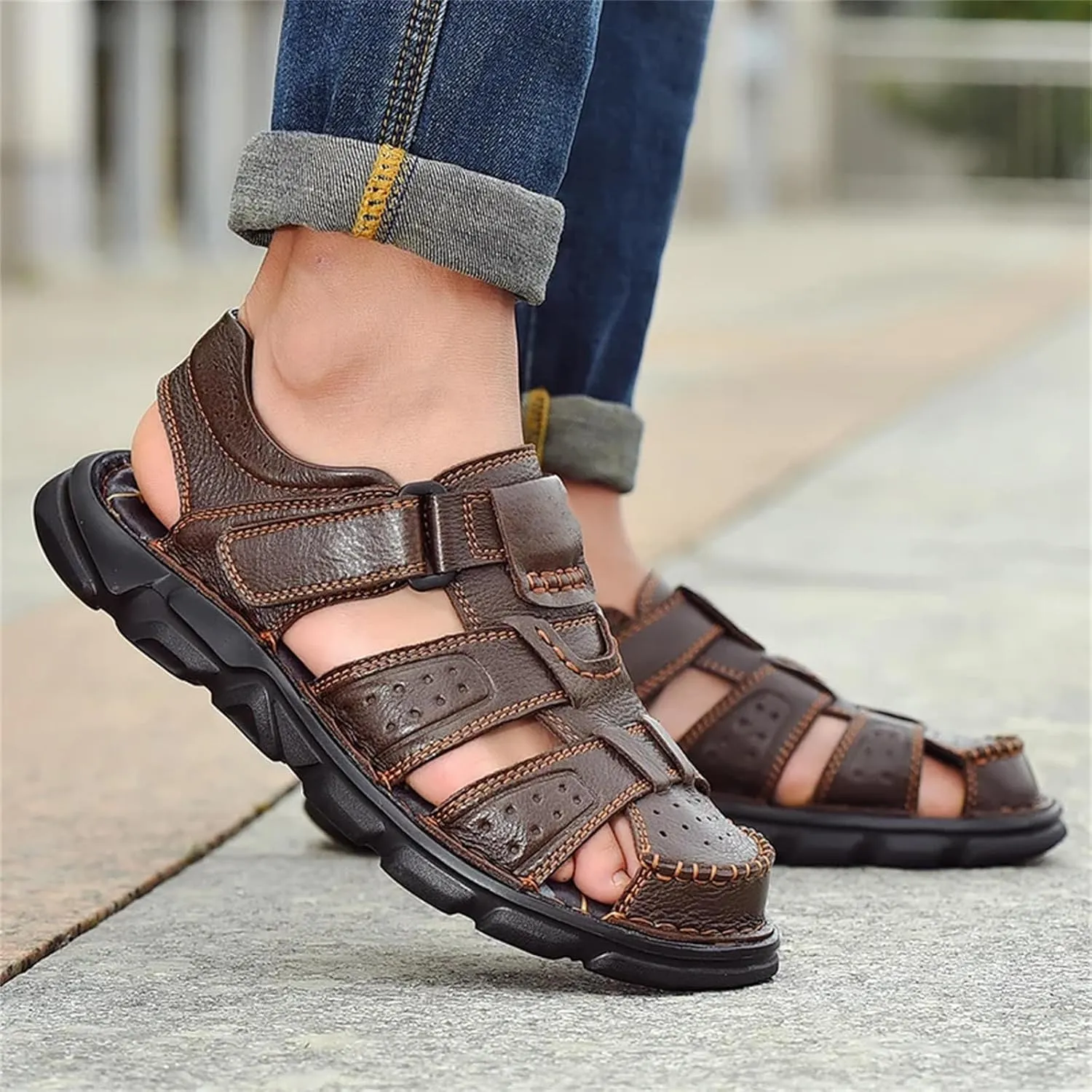 Genuine Leather Casual Shoes For Men Classic Men Sandals