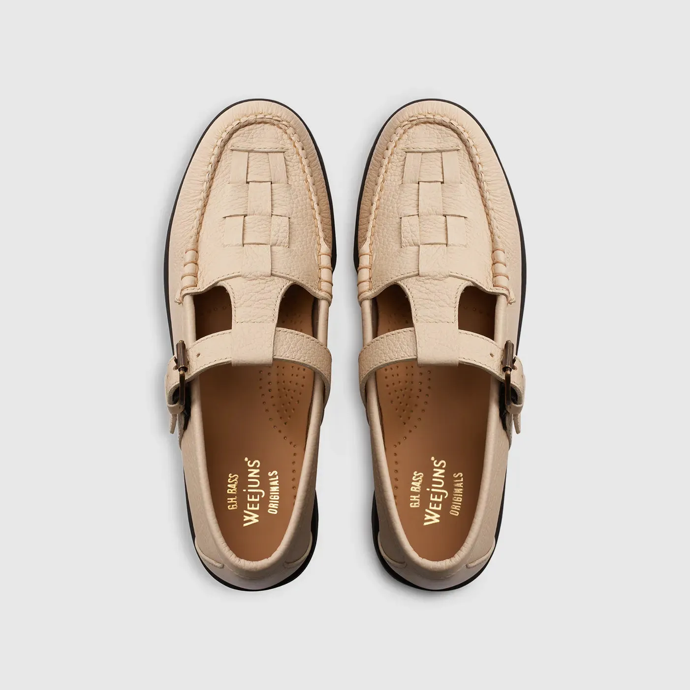 G.H BASS MARY JANE FISHERMAN - OFF WHITE