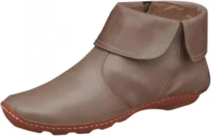 Gibobby Boots for Women Dressy Winter Casual Leather Side Zipper Round Toe Cowboy Booties Fall Flat Short Shoes Boots