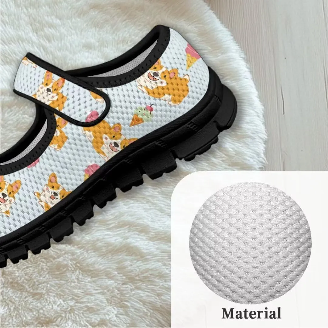 Girl's Mary Jane Shoes Toddler Mesh Sneaker Lightweight Casual Shoes with Magic Sticker