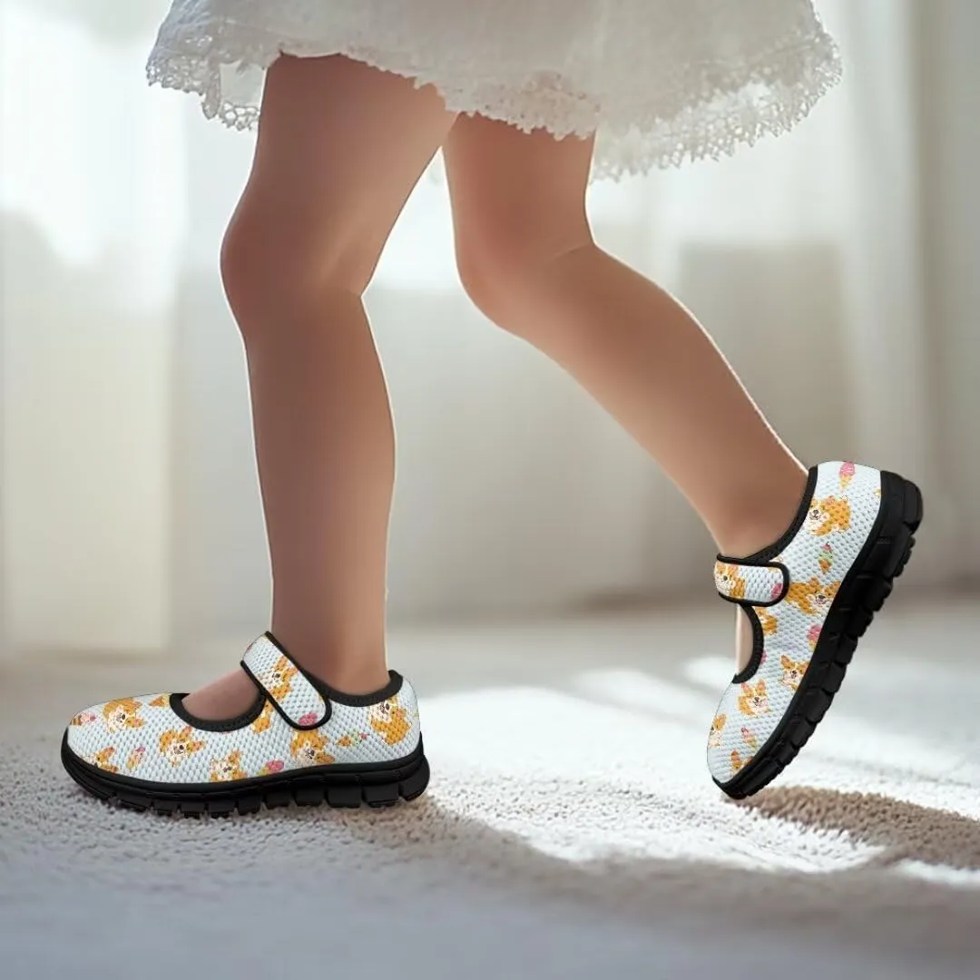 Girl's Mary Jane Shoes Toddler Mesh Sneaker Lightweight Casual Shoes with Magic Sticker