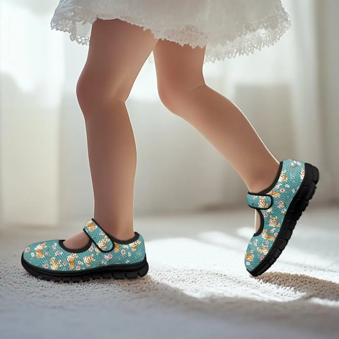 Girl's Mary Jane Shoes Toddler Mesh Sneaker Lightweight Casual Shoes with Magic Sticker