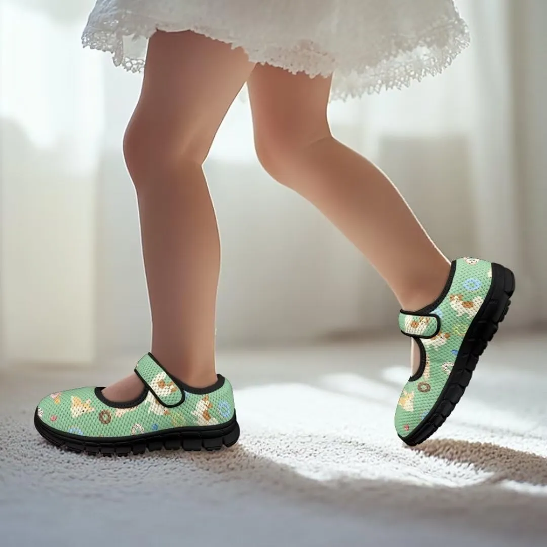 Girl's Mary Jane Shoes Toddler Mesh Sneaker Lightweight Casual Shoes with Magic Sticker
