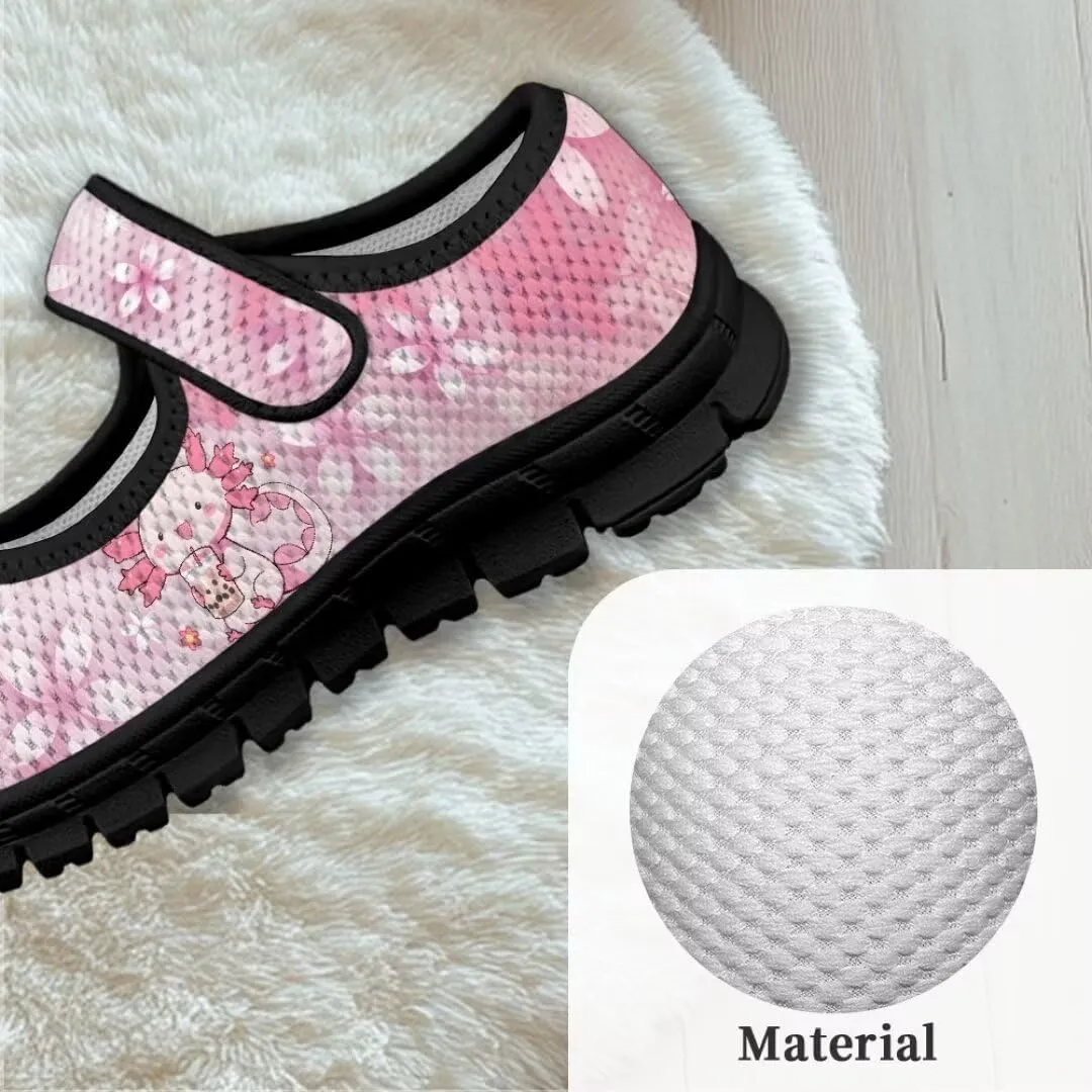 Girl's Mary Jane Shoes Toddler Mesh Sneaker Lightweight Casual Shoes with Magic Sticker