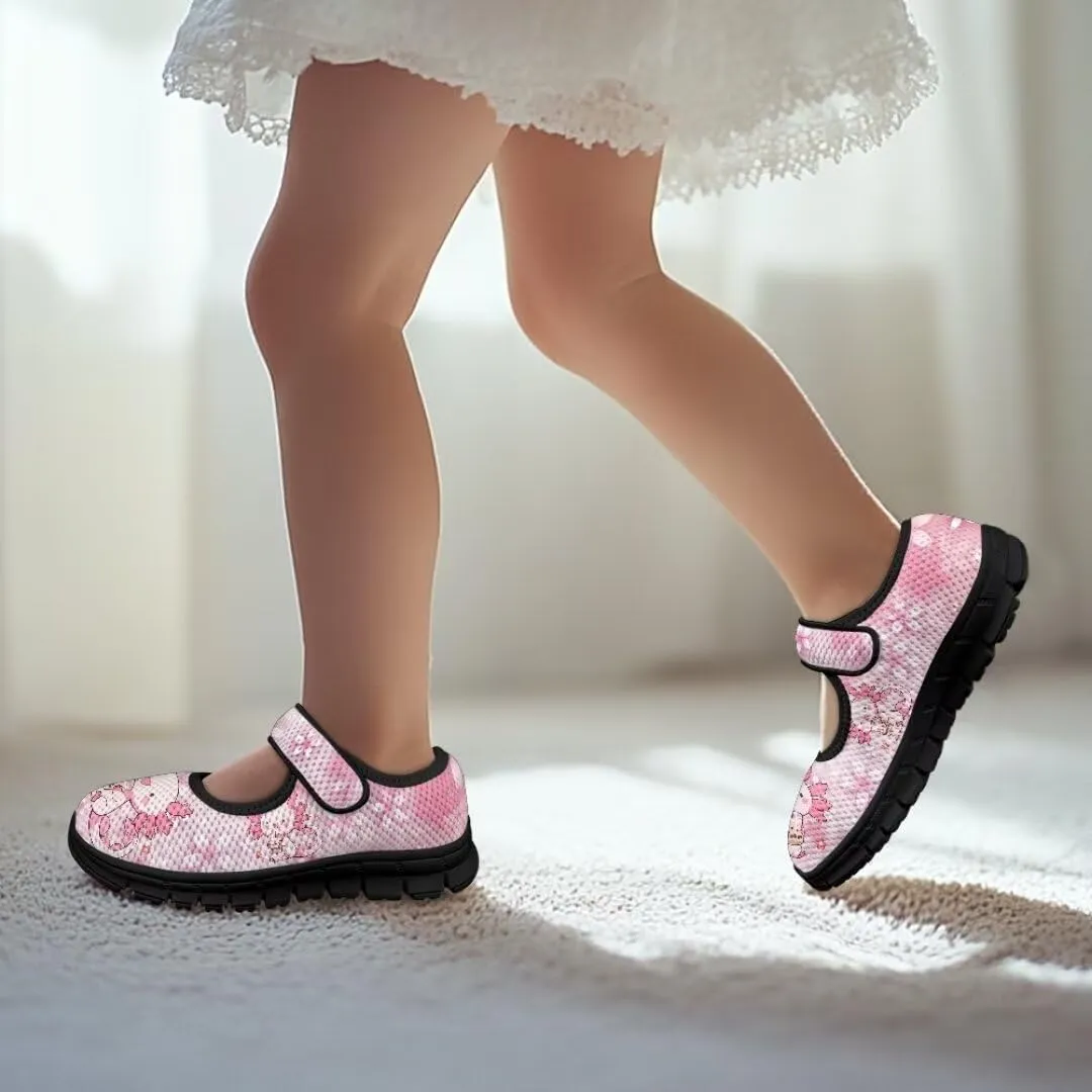 Girl's Mary Jane Shoes Toddler Mesh Sneaker Lightweight Casual Shoes with Magic Sticker