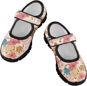 Girl's Mary Jane Shoes Toddler Mesh Sneaker Lightweight Casual Shoes with Magic Sticker