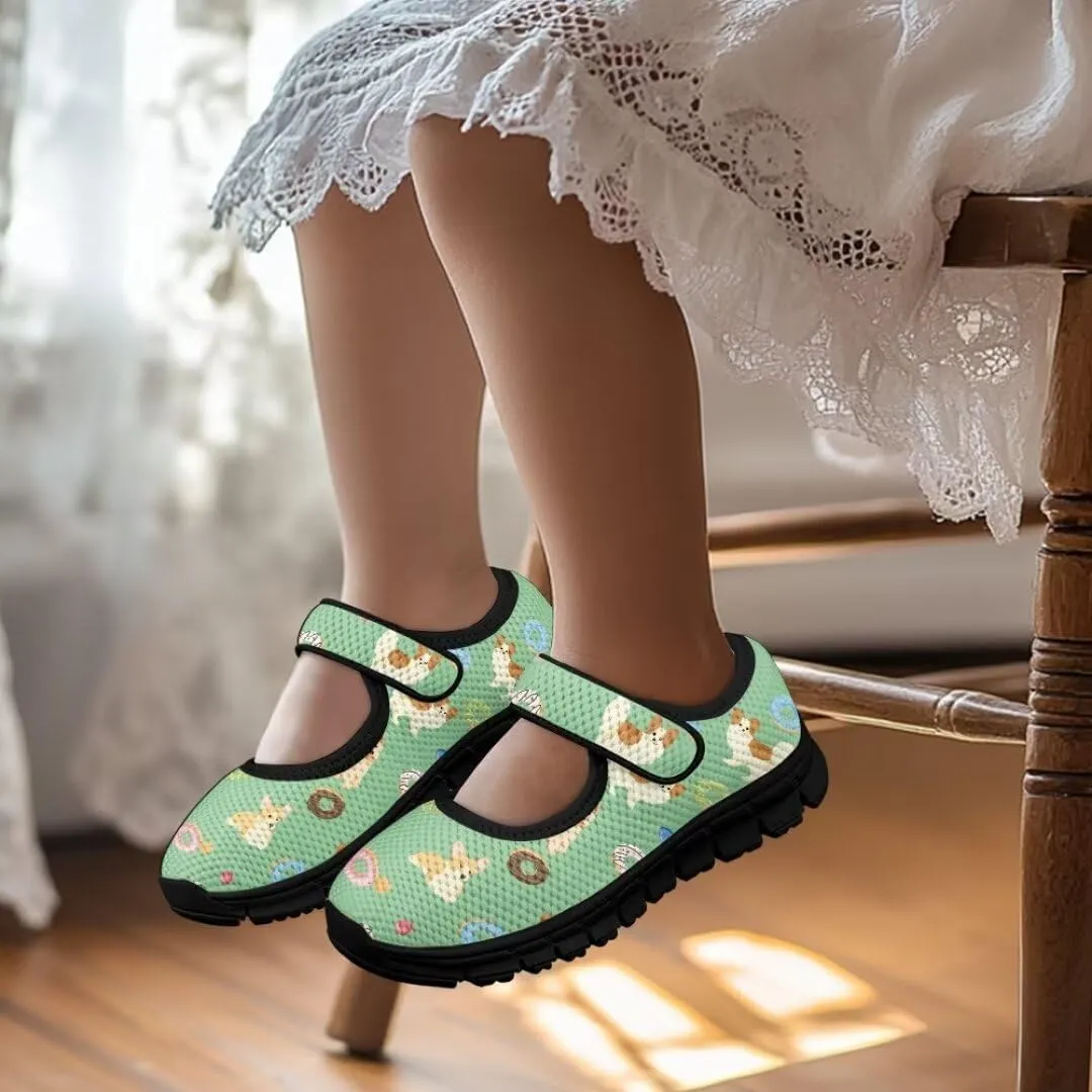 Girl's Mary Jane Shoes Toddler Mesh Sneaker Lightweight Casual Shoes with Magic Sticker