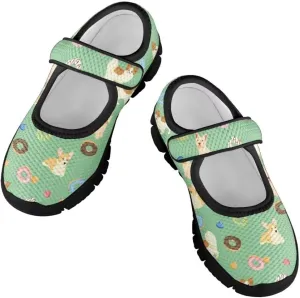 Girl's Mary Jane Shoes Toddler Mesh Sneaker Lightweight Casual Shoes with Magic Sticker