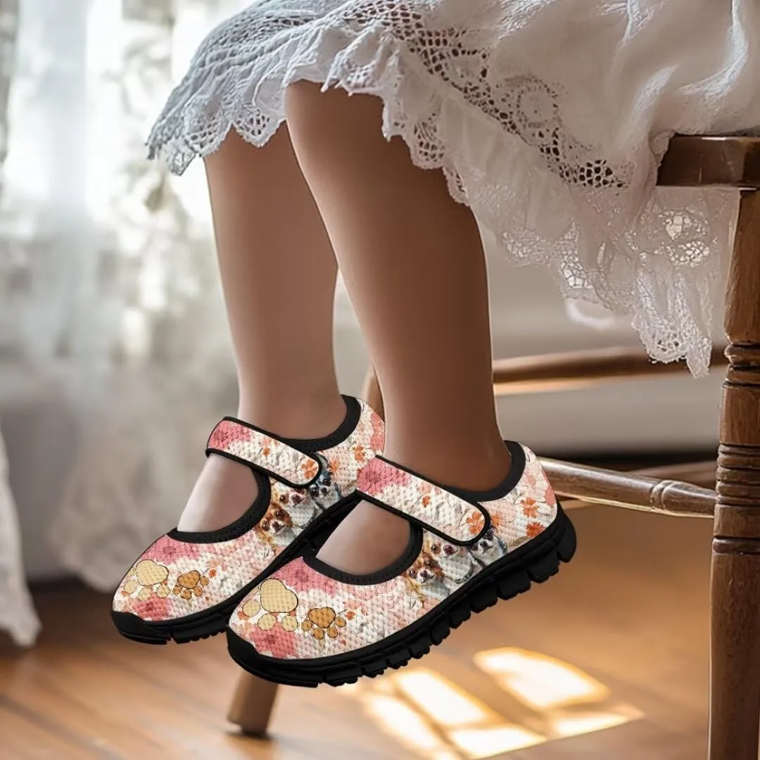 Girl's Mary Jane Shoes Toddler Mesh Sneaker Lightweight Casual Shoes with Magic Sticker
