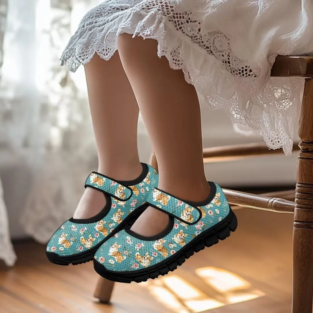 Girl's Mary Jane Shoes Toddler Mesh Sneaker Lightweight Casual Shoes with Magic Sticker