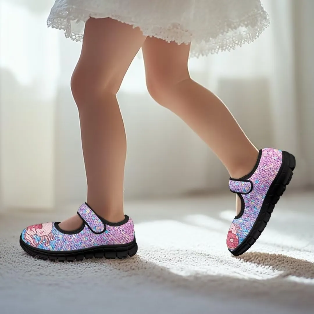 Girls Mesh Sneaker Toddler Mary Jane Shoes Lightweight Casual Shoes for Running Vacation