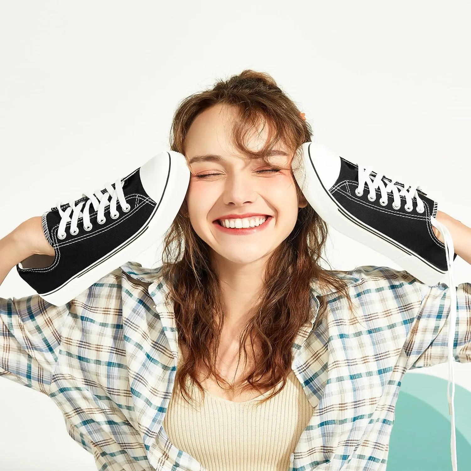 hash bubbie White Sneakers for Women Low Top Canvas Shoes Womens Canvas Sneakers Women's Fashion Sneakers Slip on Casual Tennis Shoes