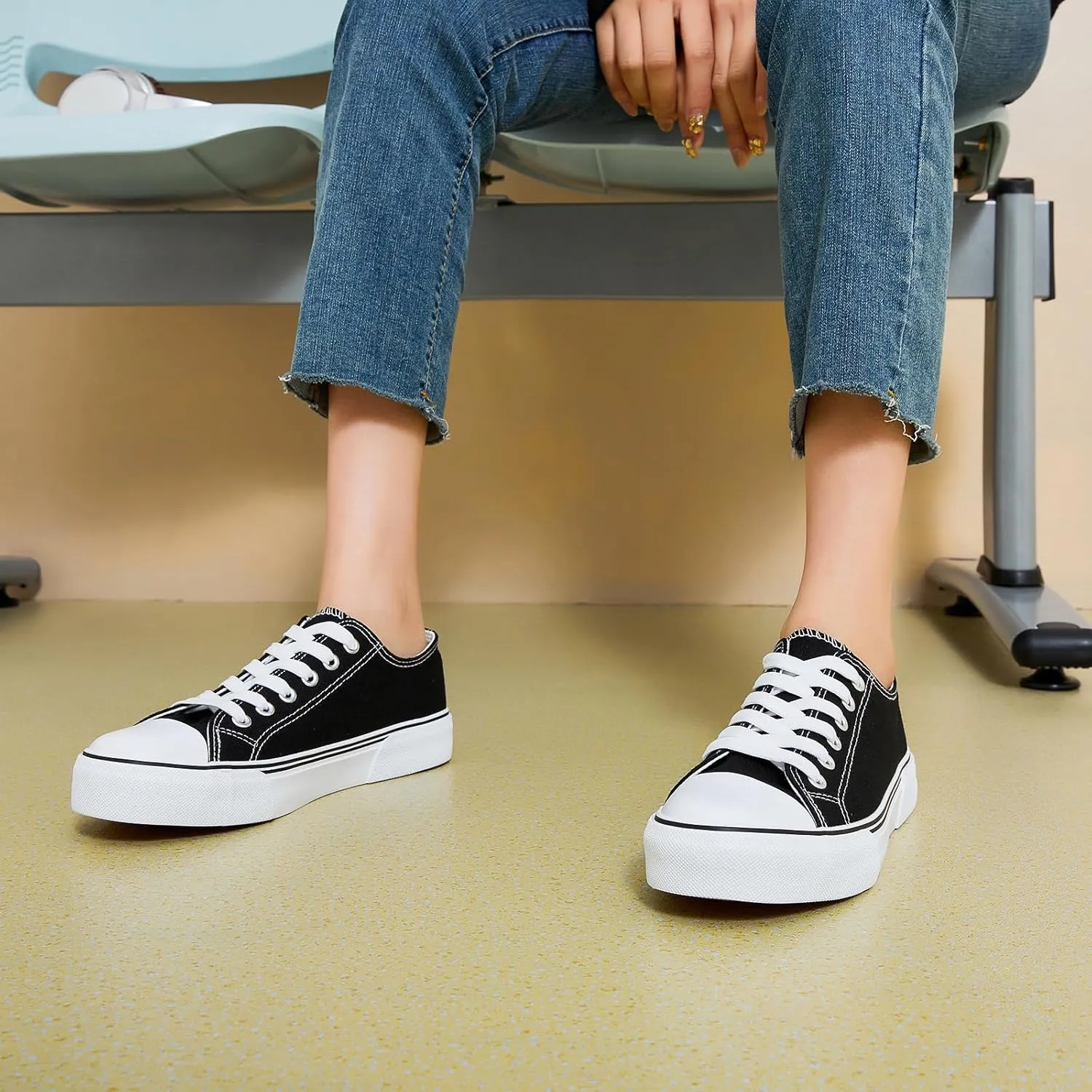 hash bubbie White Sneakers for Women Low Top Canvas Shoes Womens Canvas Sneakers Women's Fashion Sneakers Slip on Casual Tennis Shoes