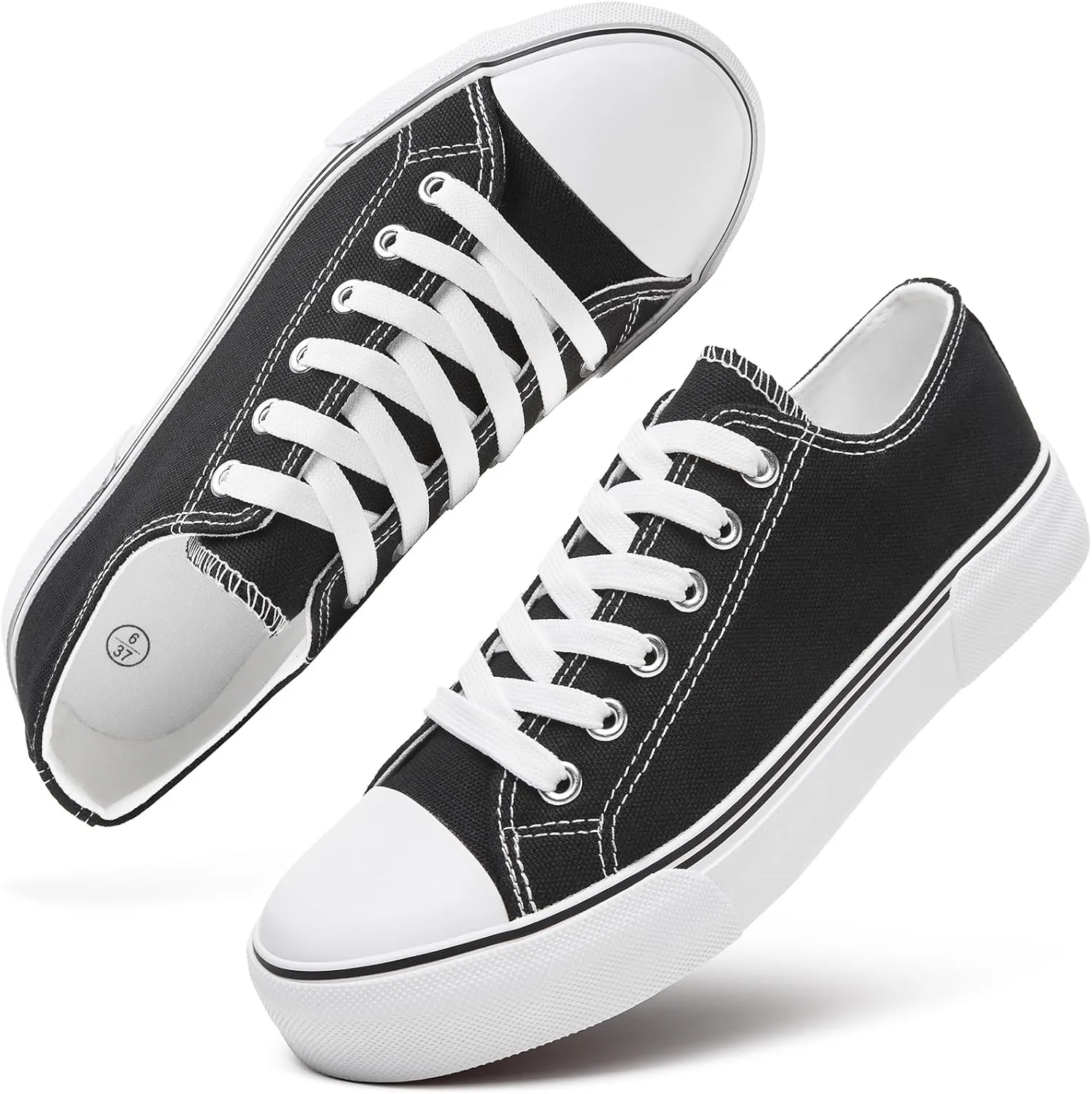 hash bubbie White Sneakers for Women Low Top Canvas Shoes Womens Canvas Sneakers Women's Fashion Sneakers Slip on Casual Tennis Shoes