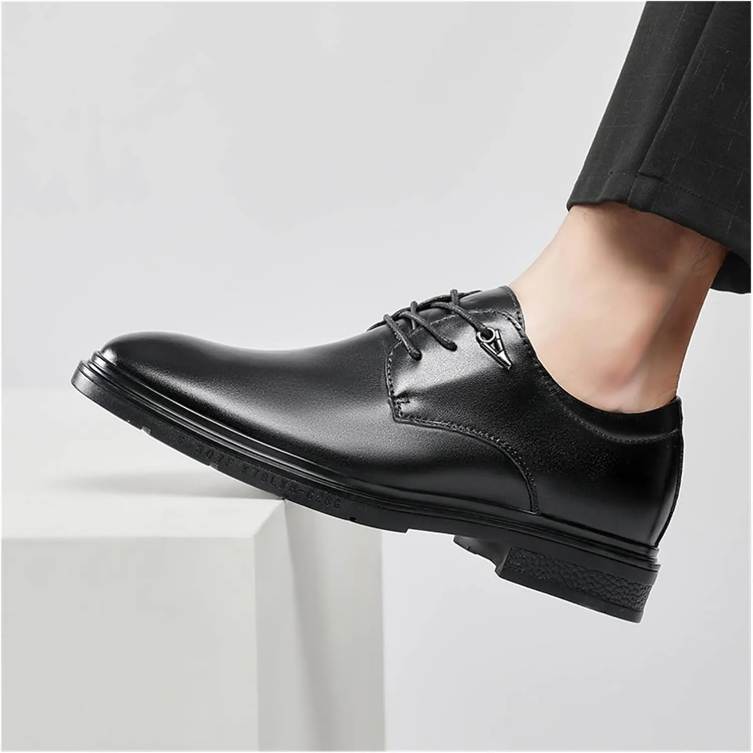 HASMI Leather Shoes Men's Breathable Business Dress Shoes Korean Style British Style Shoes Heightened Leather Shoes Casual Shoes