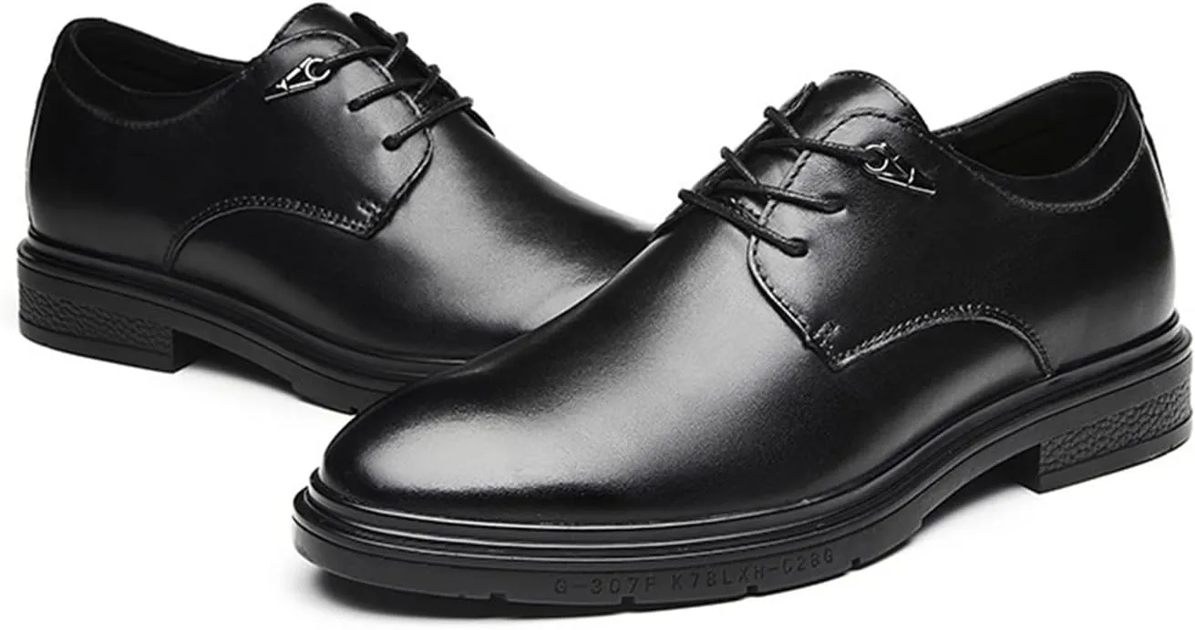 HASMI Leather Shoes Men's Breathable Business Dress Shoes Korean Style British Style Shoes Heightened Leather Shoes Casual Shoes