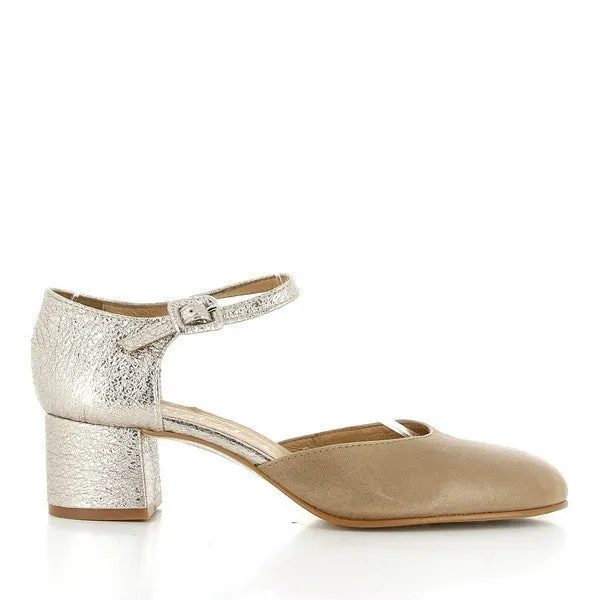 Igualados 6592 Silver & Tan Slingback Pumps