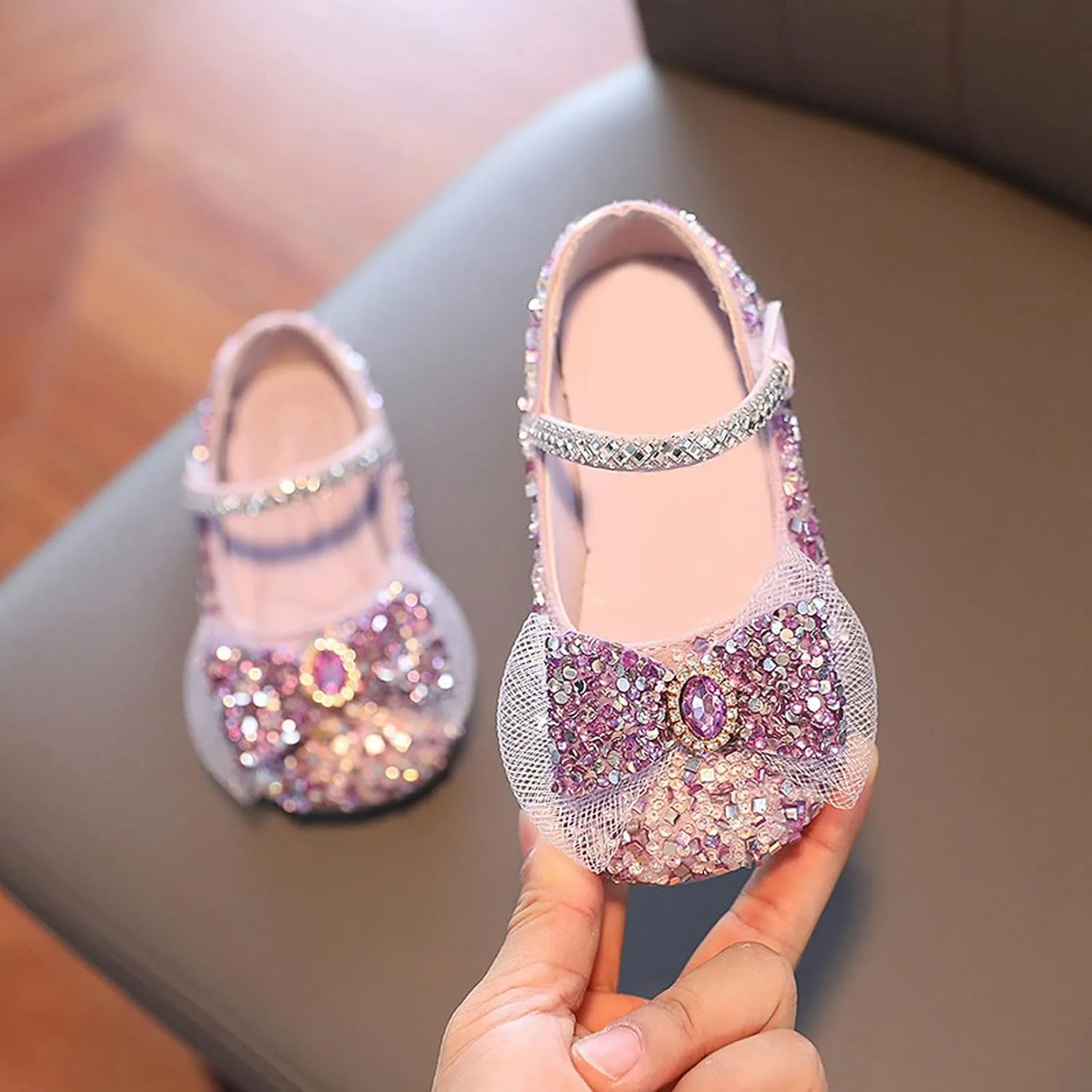 IWIHMIV Dress Up Shoes for Toddler Girls Pearl Rhinestone Bow Dress Shoes Princess Mary Jane Party Dress Shoes