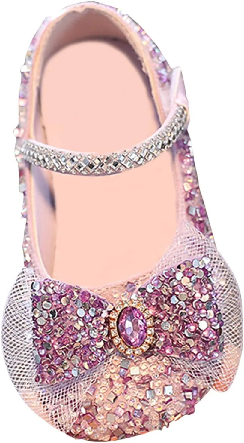 IWIHMIV Dress Up Shoes for Toddler Girls Pearl Rhinestone Bow Dress Shoes Princess Mary Jane Party Dress Shoes