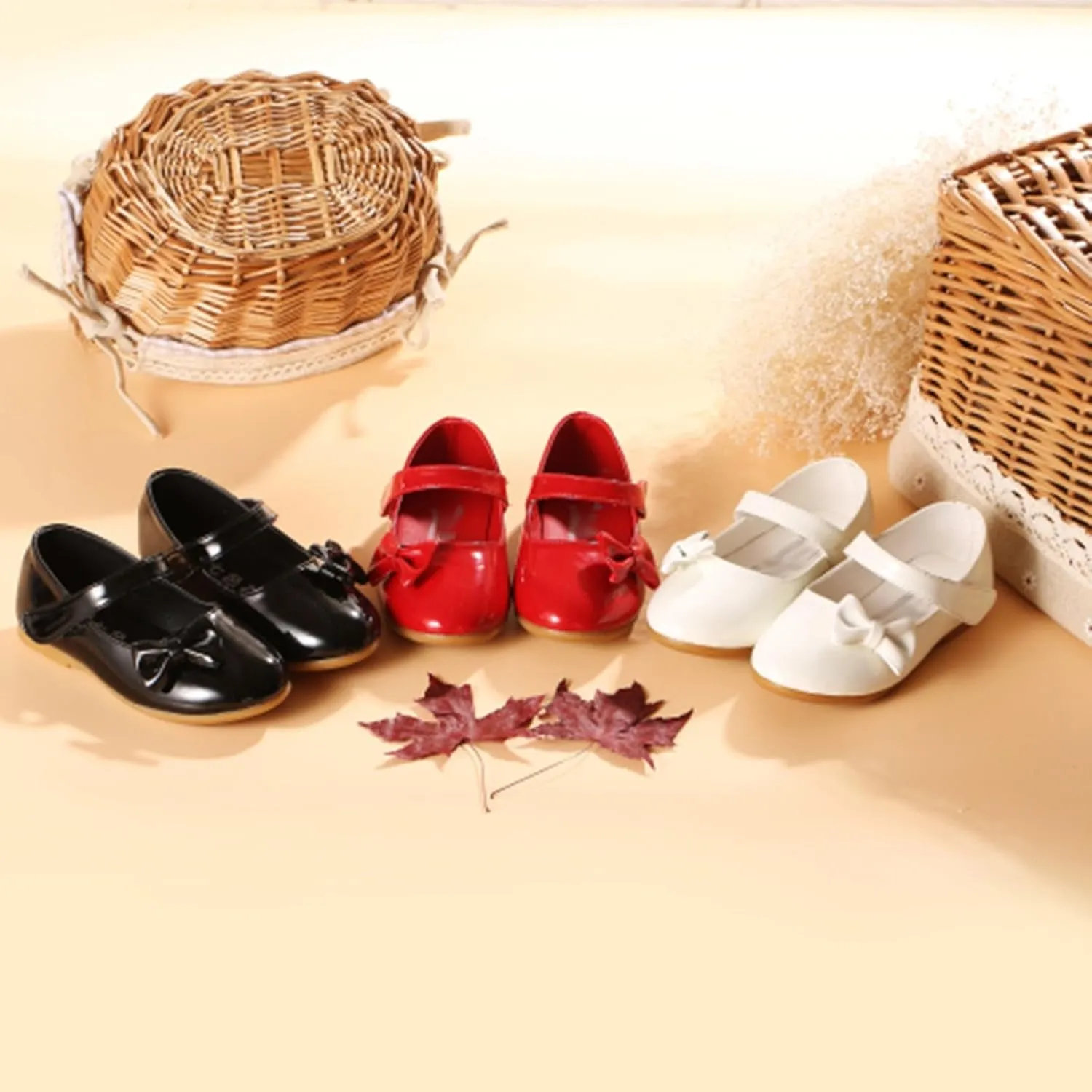 IWIHMIV Girls Shoes Girls Dress Shoes Girls Toddler Little Ballet Shoes Flower Girls Mary Jane Flat Dress Shoes Party Wedding