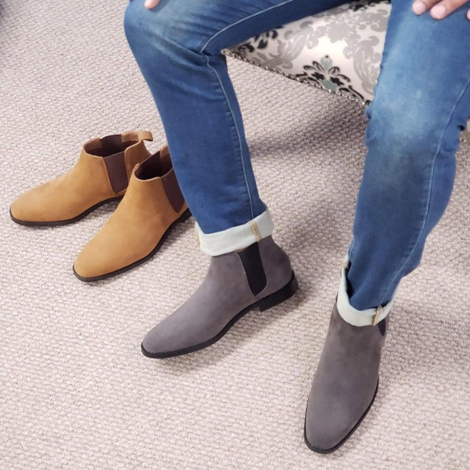 Jazam Men's B-2963 Chuck Nubuck Suede Pull-On Round Toe Chelsea Boots