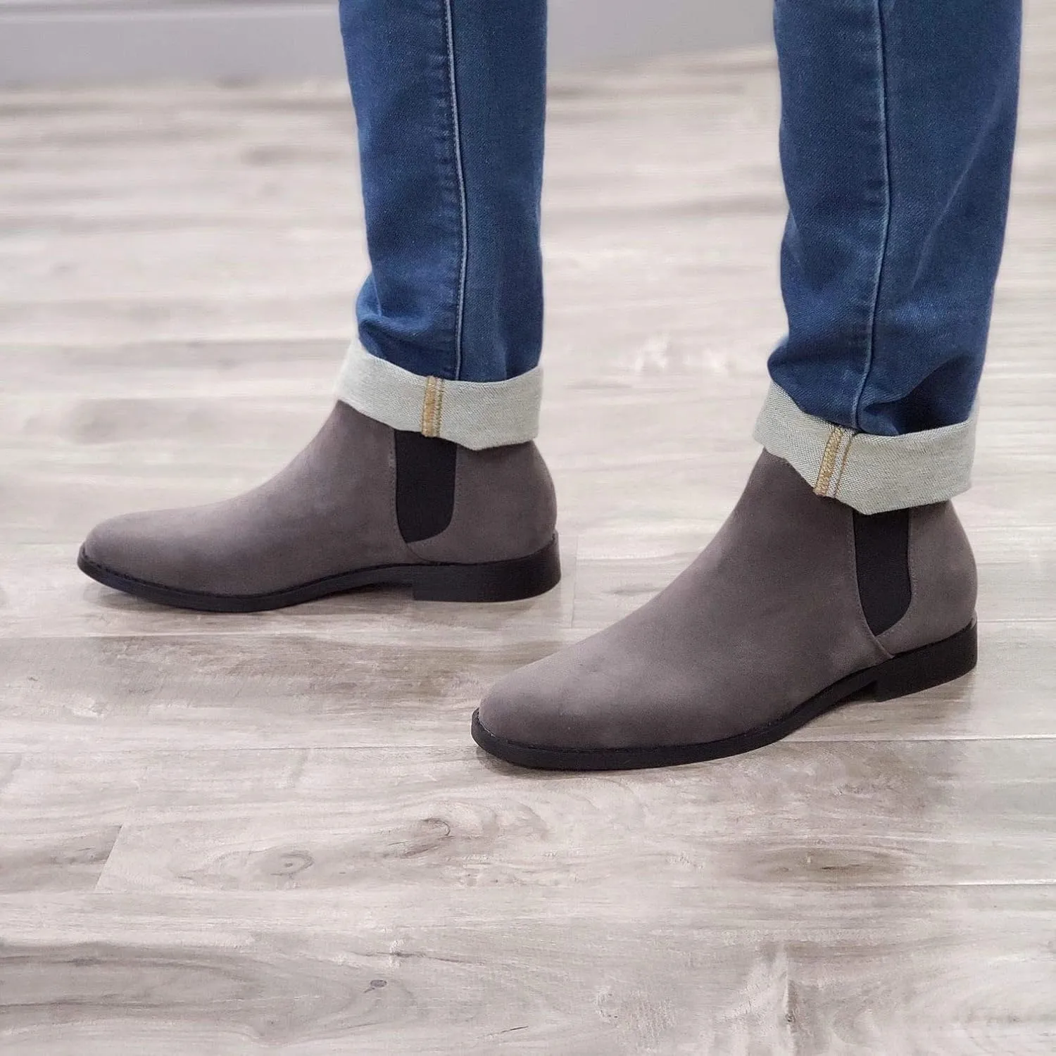 Jazam Men's B-2963 Chuck Nubuck Suede Pull-On Round Toe Chelsea Boots