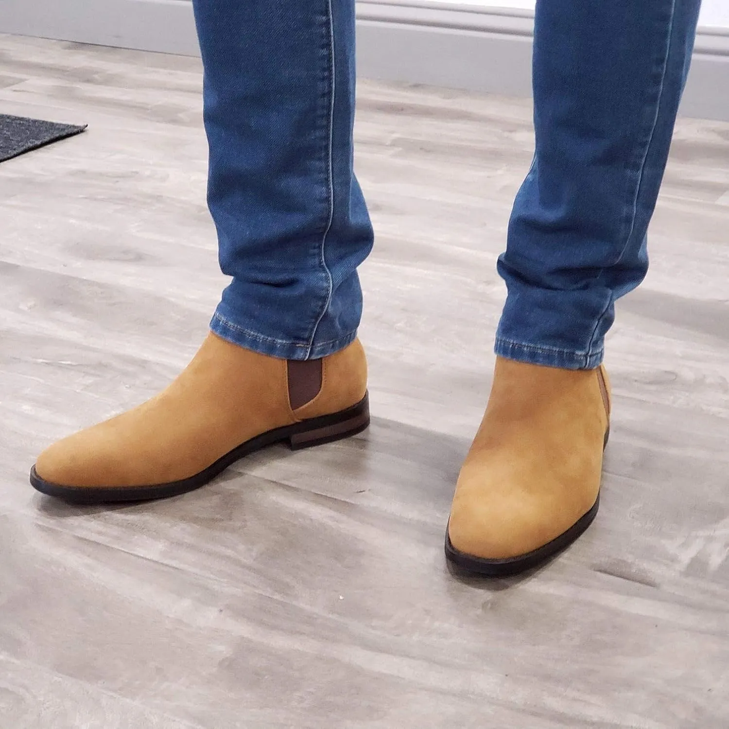 Jazam Men's B-2963 Chuck Nubuck Suede Pull-On Round Toe Chelsea Boots