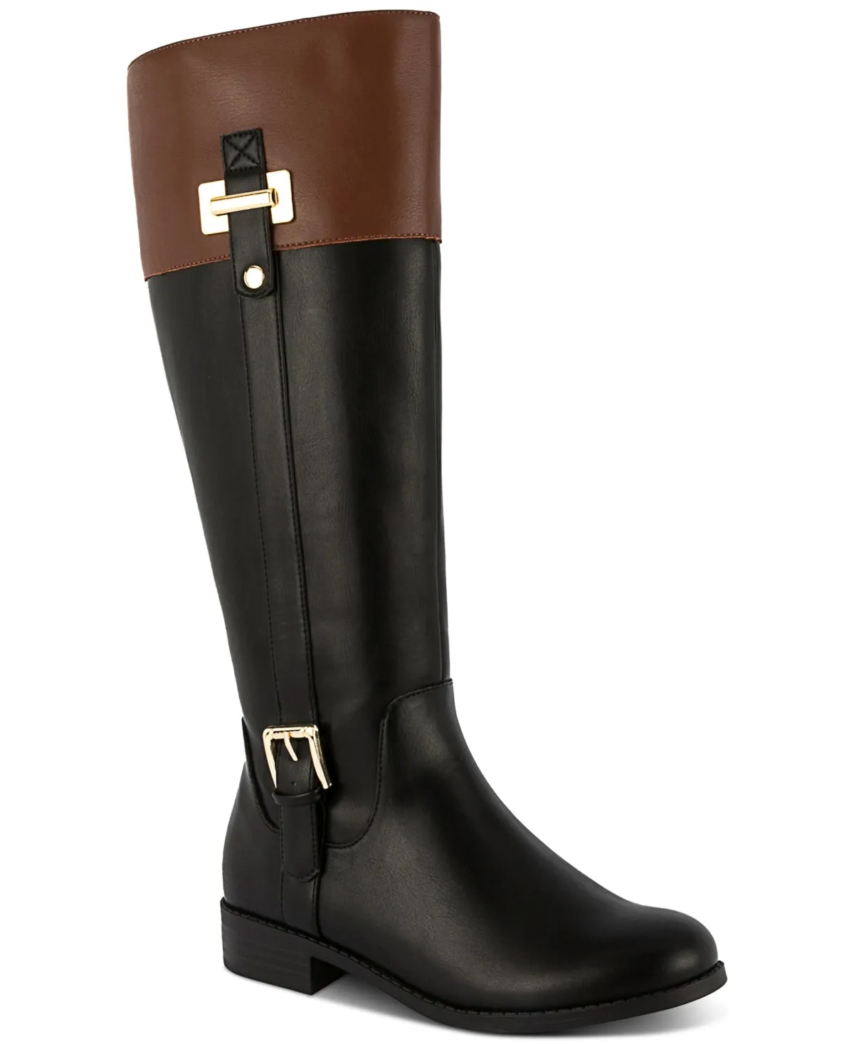 Karen Scott Women's Edenn Buckled Wide-Calf Riding Boots, Created for Macy's Women's Shoes