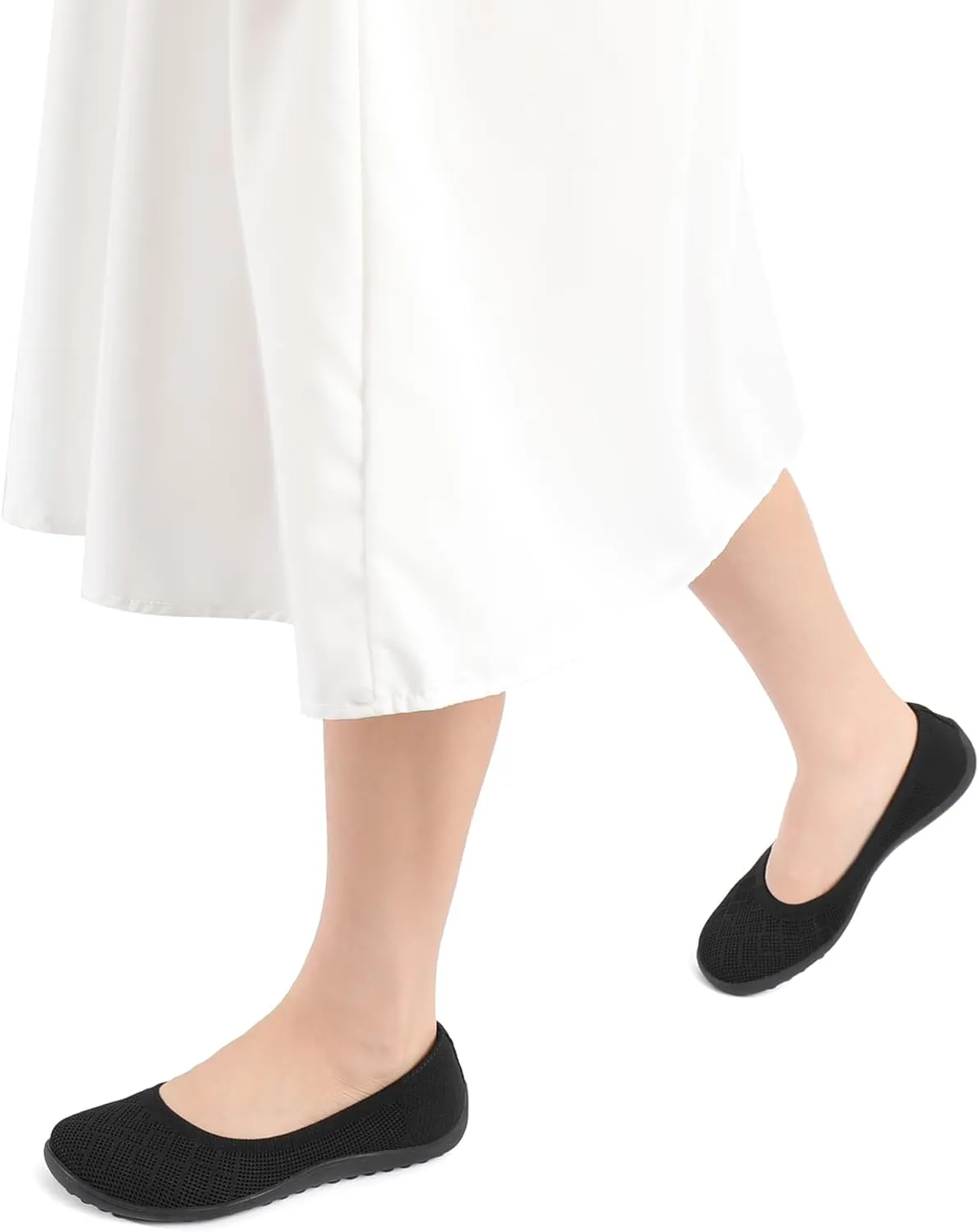 KBZone Womens Flat Shoes Round Toe Knit Ballet Flat Comfort Dressy Flat Walking Shoes