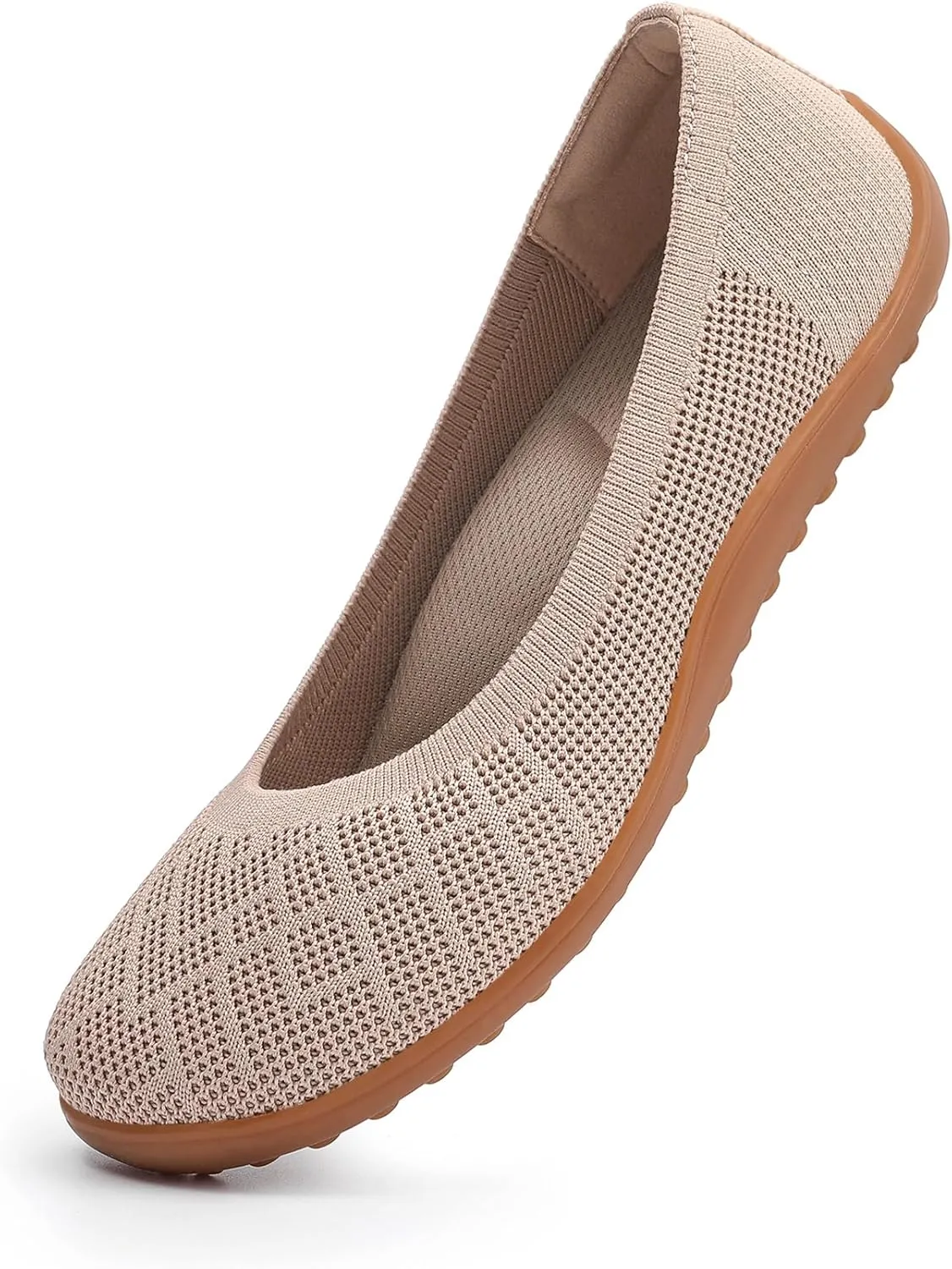 KBZone Womens Flat Shoes Round Toe Knit Ballet Flat Comfort Dressy Flat Walking Shoes