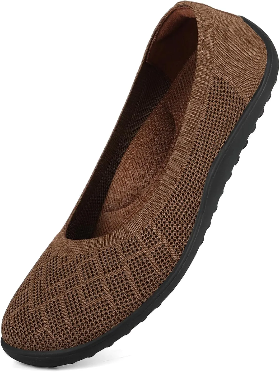 KBZone Womens Flat Shoes Round Toe Knit Ballet Flat Comfort Dressy Flat Walking Shoes