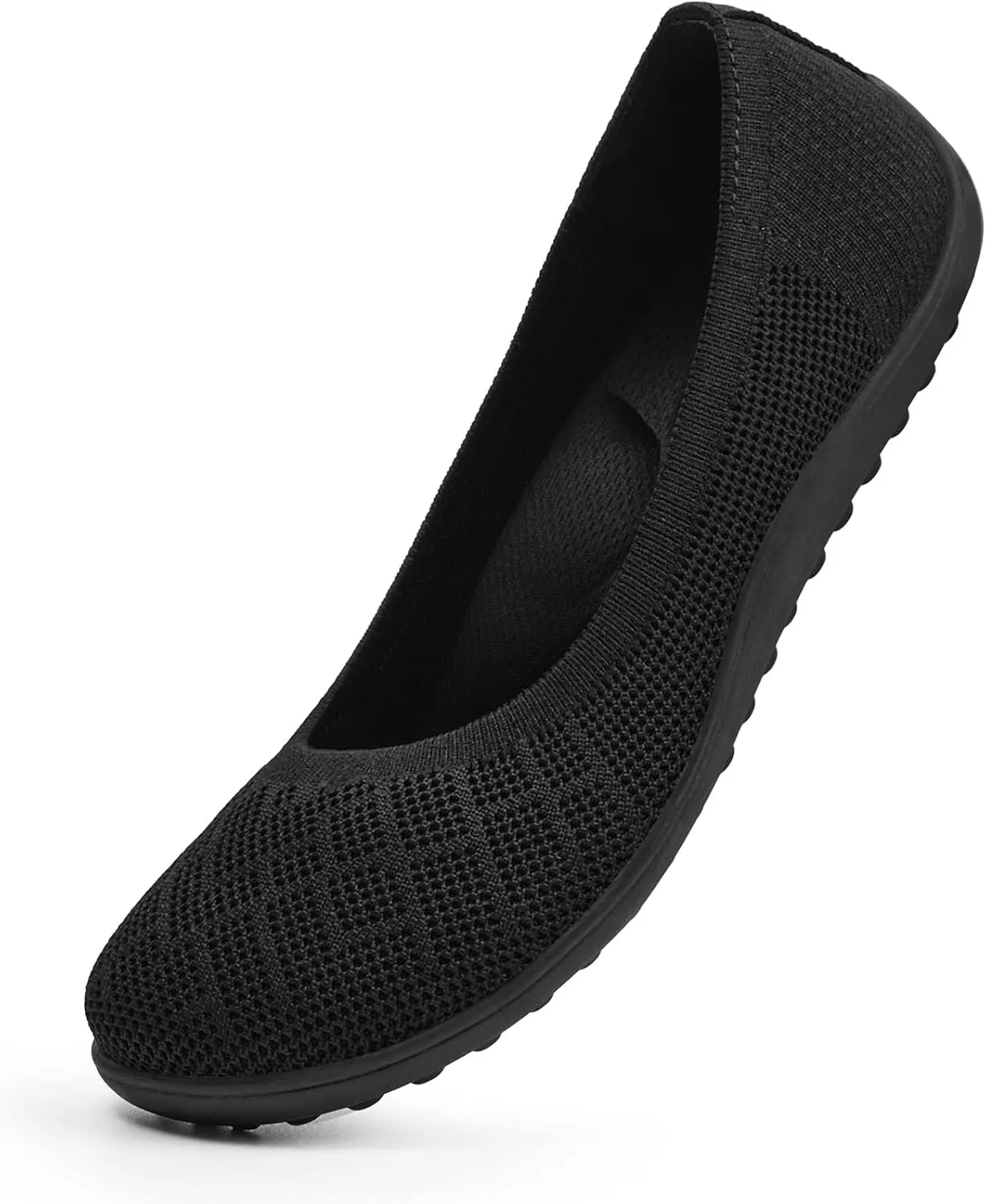 KBZone Womens Flat Shoes Round Toe Knit Ballet Flat Comfort Dressy Flat Walking Shoes