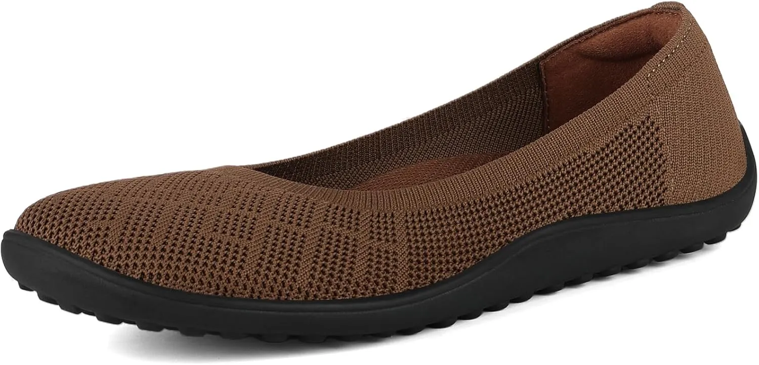 KBZone Womens Flat Shoes Round Toe Knit Ballet Flat Comfort Dressy Flat Walking Shoes
