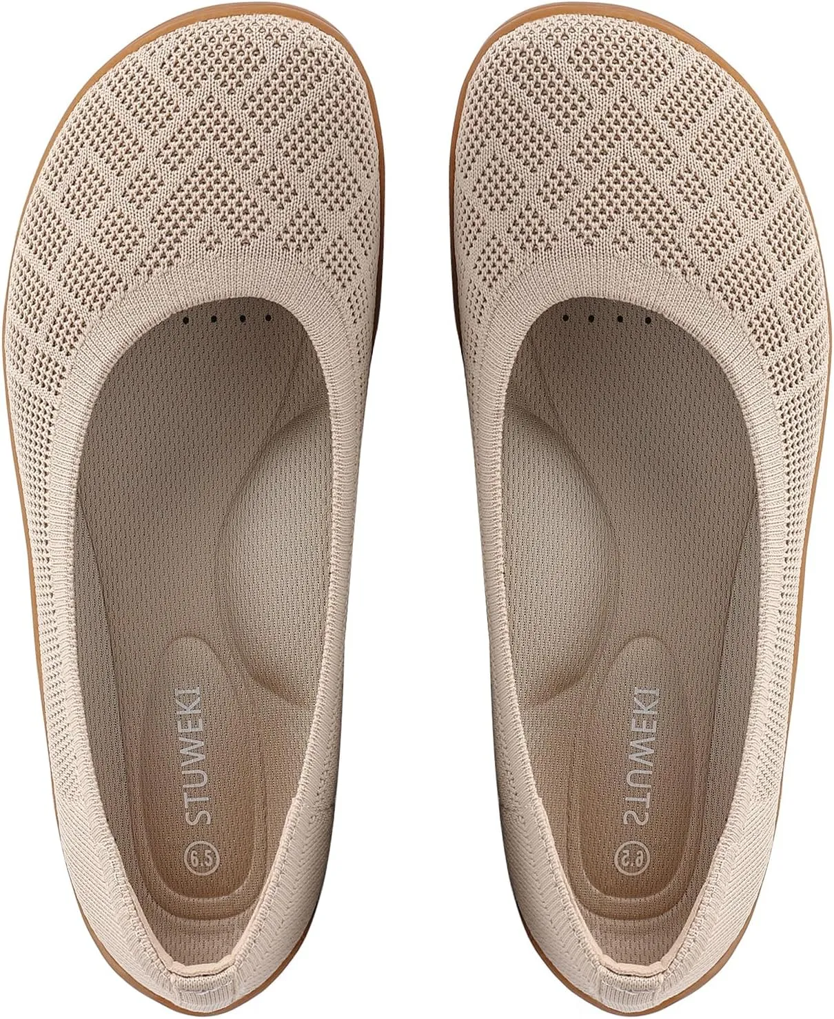KBZone Womens Flat Shoes Round Toe Knit Ballet Flat Comfort Dressy Flat Walking Shoes