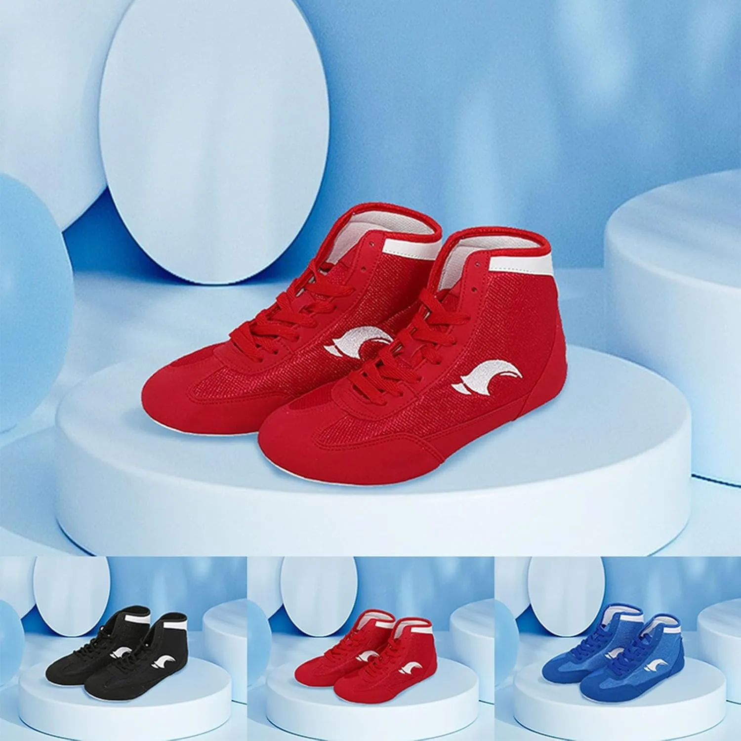 Kids Boys Girls High Top Boxing Shoes Wrestling Training Wrestling Shoes Long Boots Competition Training House