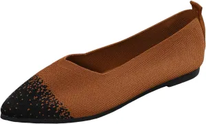 Ladies Casual Colorblocking Mesh Breathable Shallow Mouth Pointed Toe Flat Shoes Single Shoes Soybean Shoes Casual Shoes Fashion Sandals Women