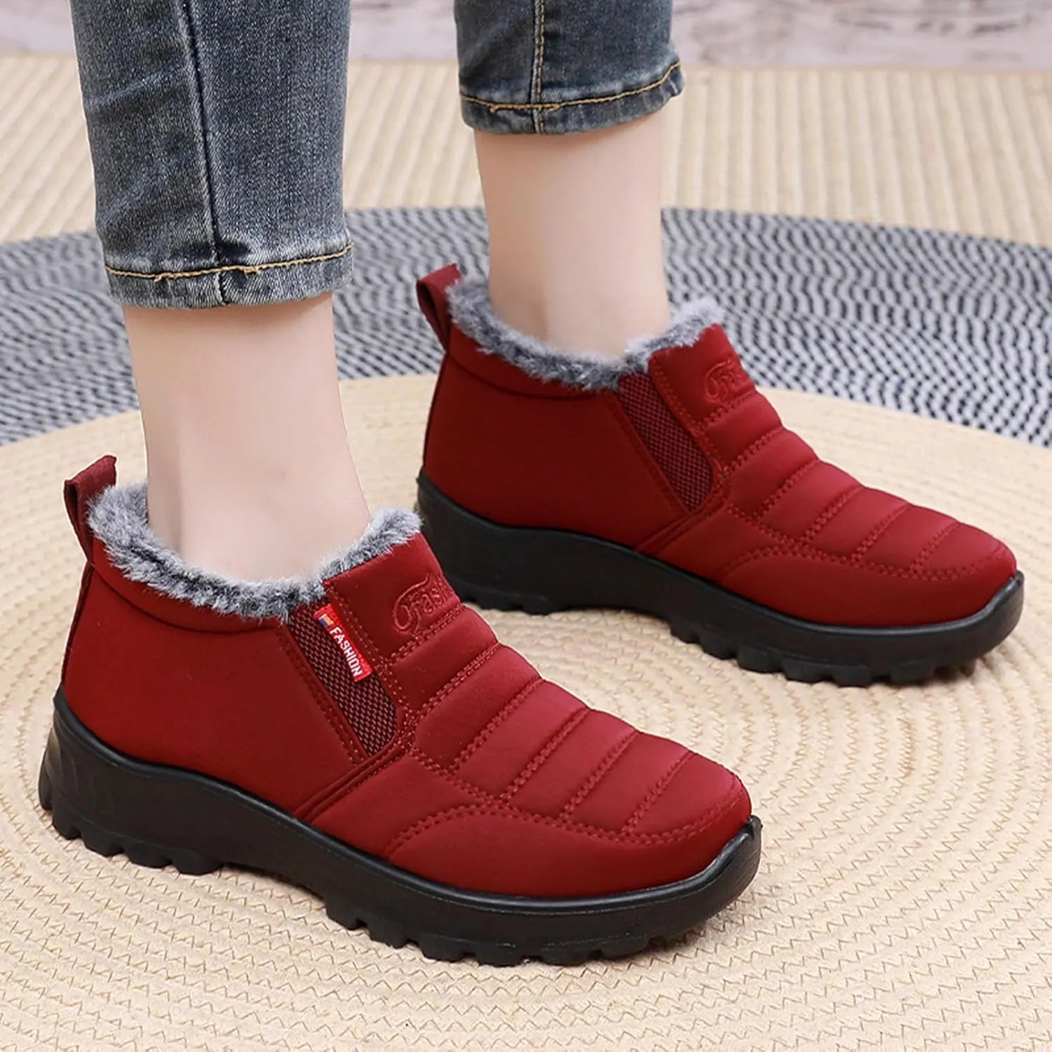Ladies Casual Solid Color Plush Thick Bottom Snow Boots Padded Thickened Warm Snow Boots Tan Boots for Women Winter
