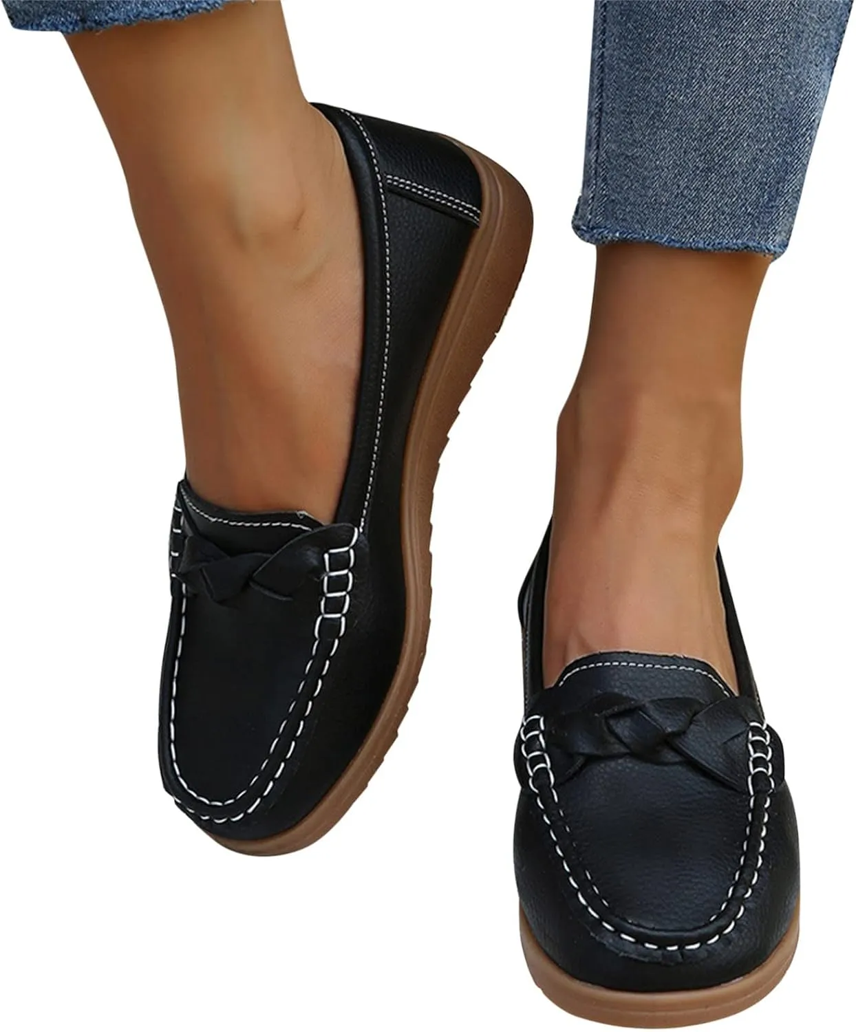 Ladies Fashion Multicolor Leather Shoes Soft Sole Flat Casual Shoes Cute Casual Shoes for Women
