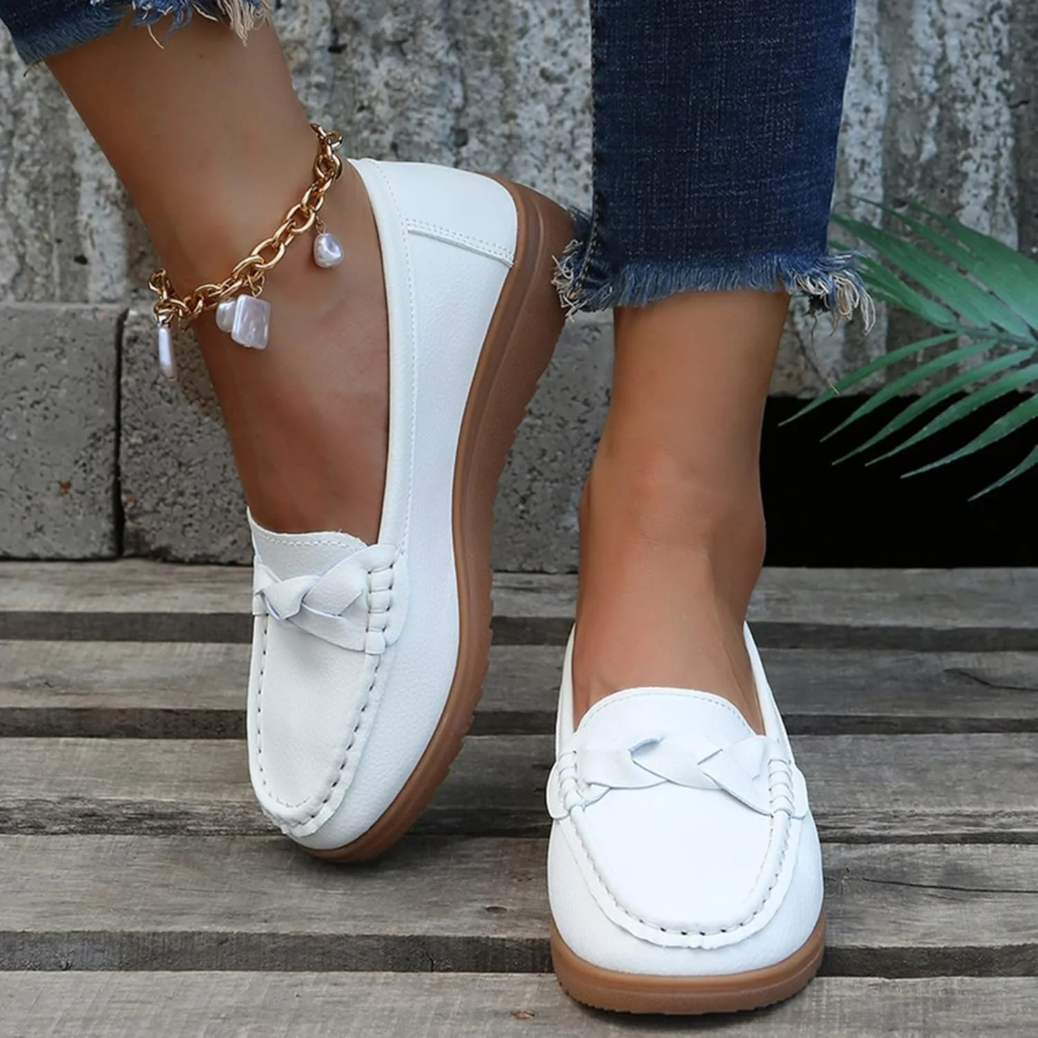 Ladies Fashion Multicolor Leather Shoes Soft Sole Flat Casual Shoes Cute Casual Shoes for Women