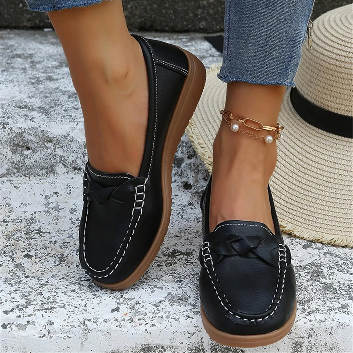 Ladies Fashion Multicolor Leather Shoes Soft Sole Flat Casual Shoes Cute Casual Shoes for Women
