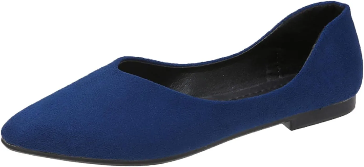 Ladies Fashion Solid Color Pointed Toe Casual Shoes Shallow Flat Shoes Lace Shoes Women