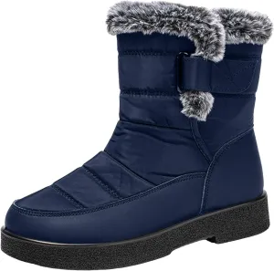 Ladies Fashion Winter Plush Insulation Solid Leather Thick Heeled Snow Boots W0mens Winter Boots Mid-Calf Booties