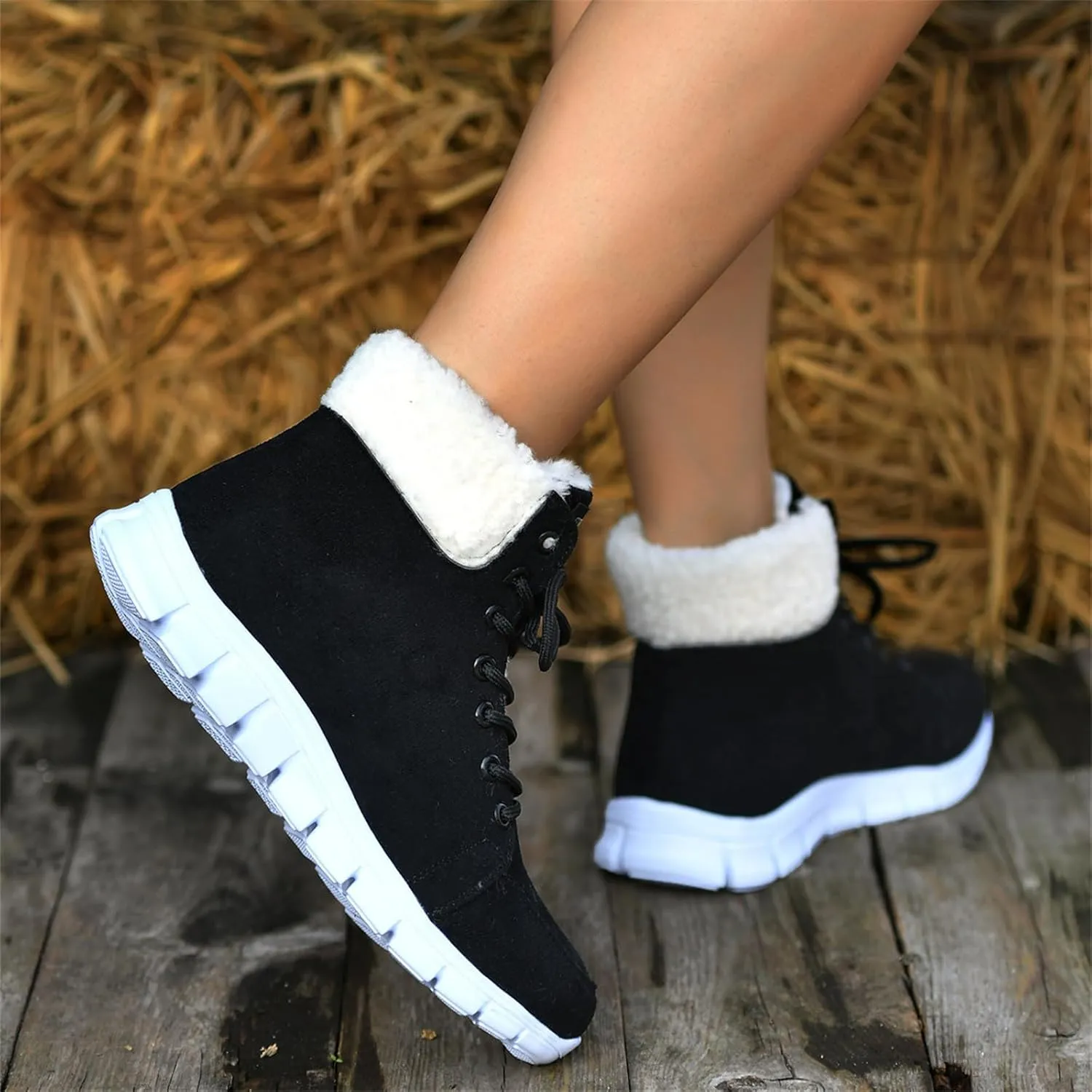 Ladmiple Boots For Women 2024 Ankle Booties Snow Boots Warm Comfortable Slip On Outdoor Fur Lined Lining Walking Winter Shoes