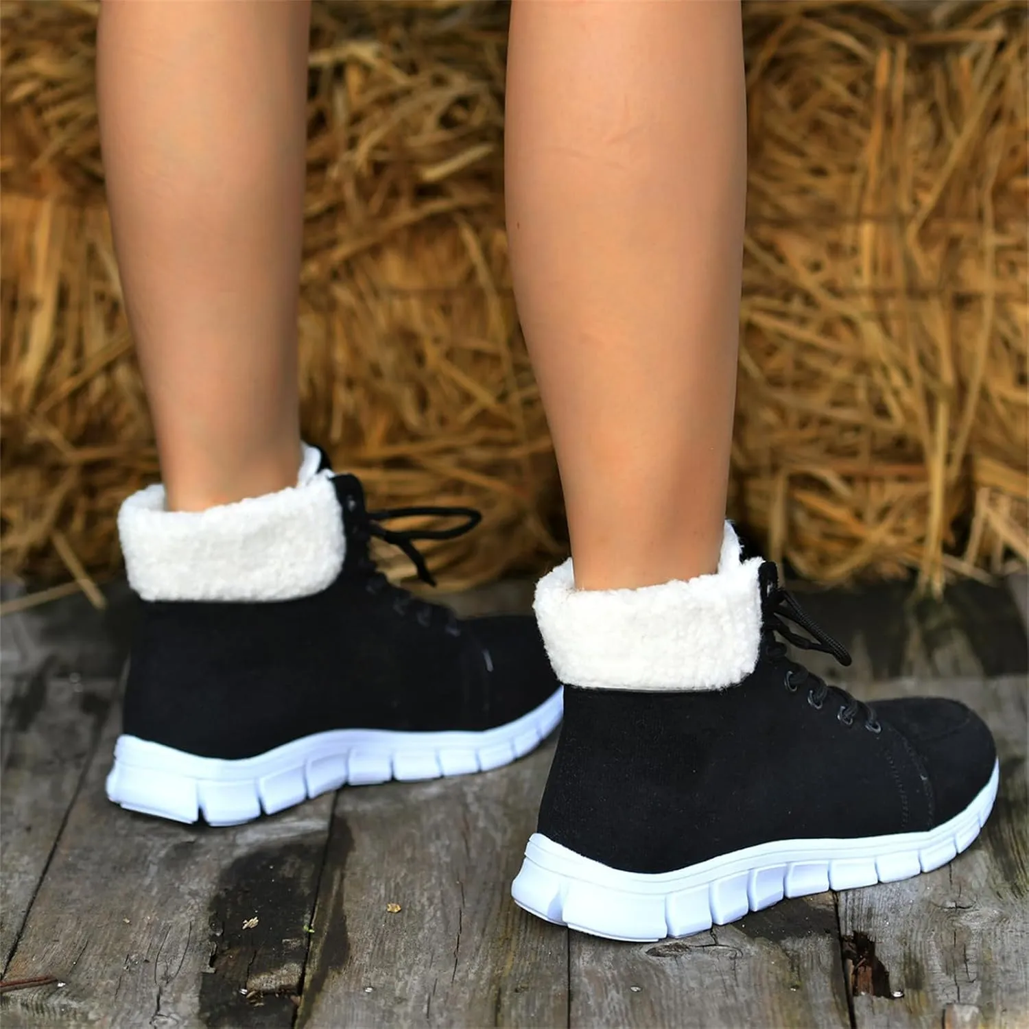 Ladmiple Boots For Women 2024 Ankle Booties Snow Boots Warm Comfortable Slip On Outdoor Fur Lined Lining Walking Winter Shoes
