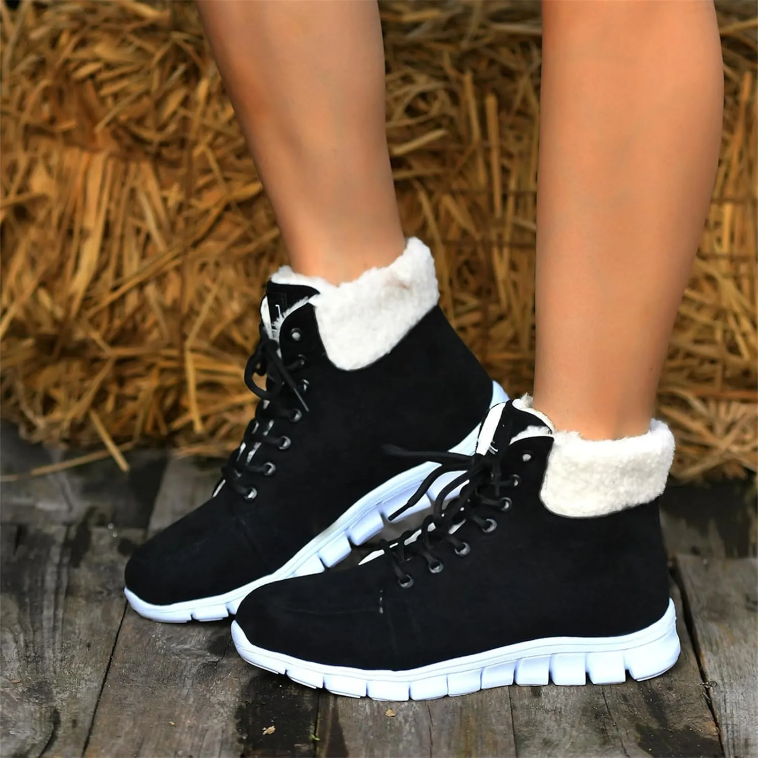 Ladmiple Boots For Women 2024 Ankle Booties Snow Boots Warm Comfortable Slip On Outdoor Fur Lined Lining Walking Winter Shoes