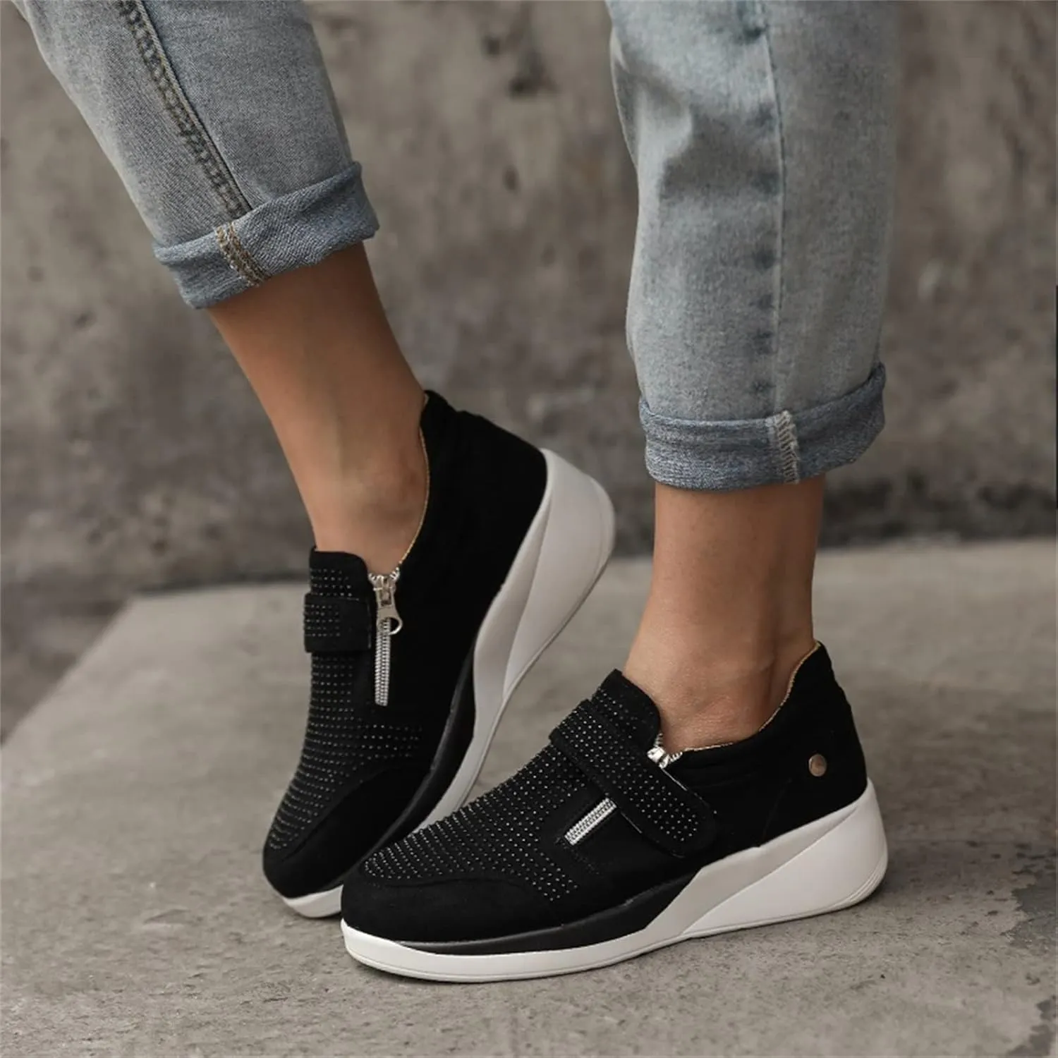 Ladmiple Shoes For Women Sneakers Slip Ons Fashion Comfortable Walking Shoes Dressy Casual Summer Non Slip Platform Shoe