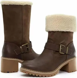 Ladmiple Snow Boots For Women 2023 Trendy Winter Boots Slip on Fur Lined Cold Weather Warm Ankle Booties Mid Calf Shoes